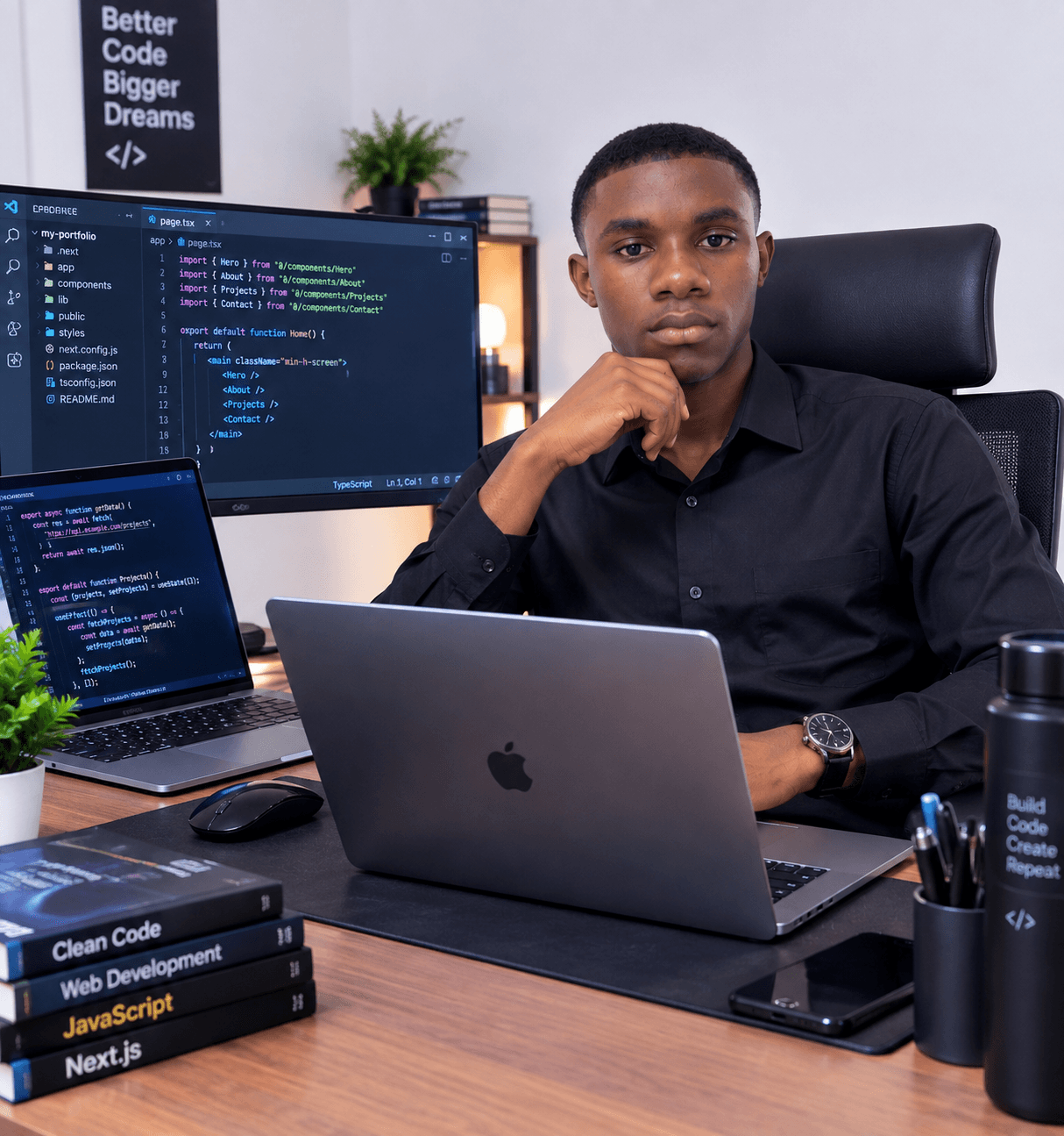 Leonard Udoh working at his development desk